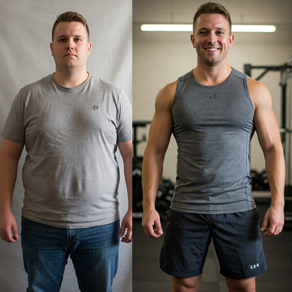 Liam before and after losing 38kg with MealPrep.nz meal delivery