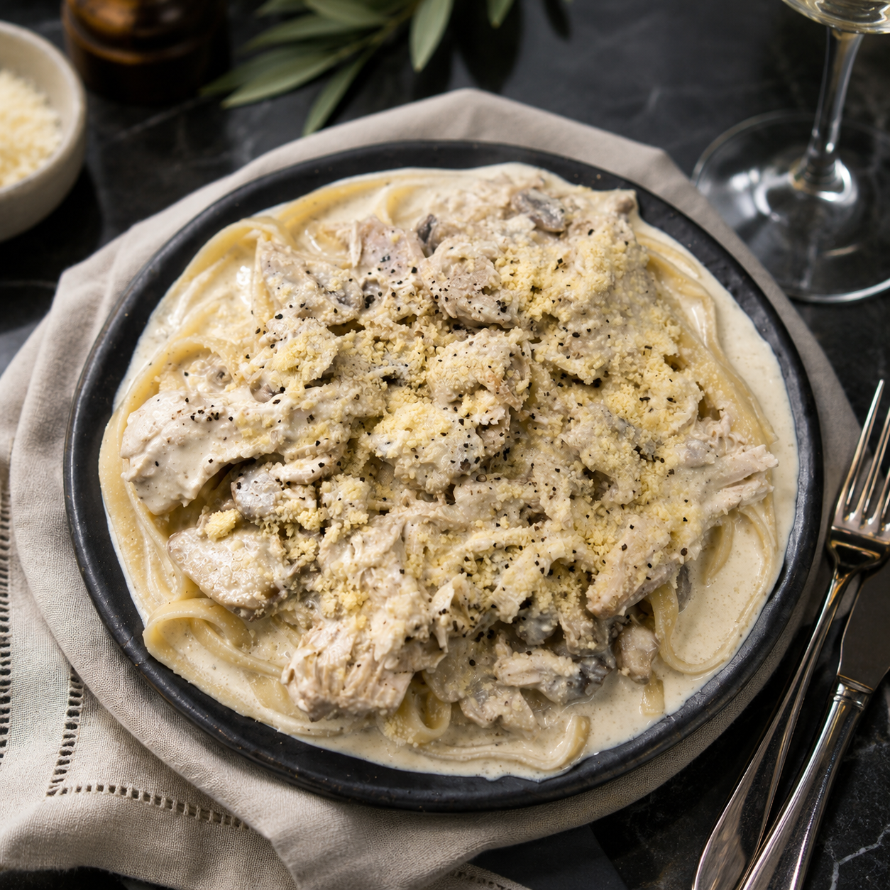 Black Truffle Chicken Alfredo - Gourmet
