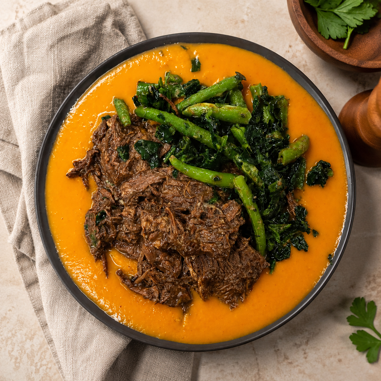 Balsamic Slow-Cooked Beef with Pumpkin - Low Carb
