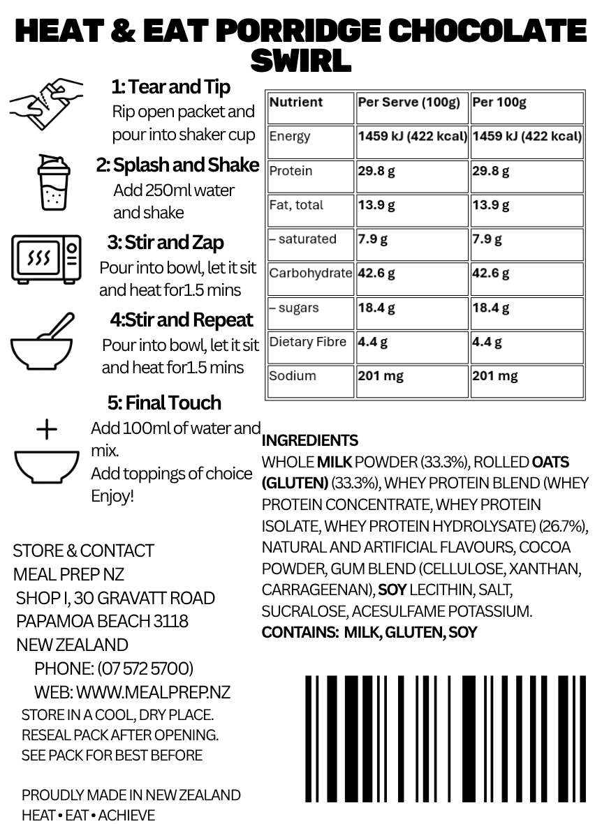 Heat & Eat Porridge – Choc Swirl