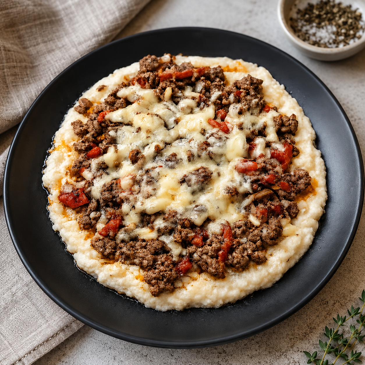 Philly Cheese Beef on Cauli Mash - Low Carb