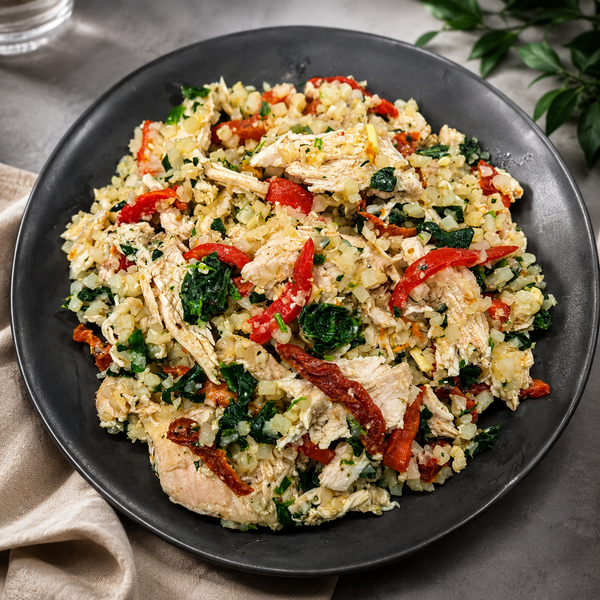 Tuscan Chicken "Couscous" - Low Carb – high protein ready-made meal, snap-frozen and delivered NZ wide by MealPrep.nz
