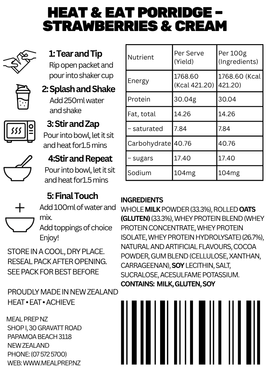 Heat & Eat Porridge – Strawberries & Cream