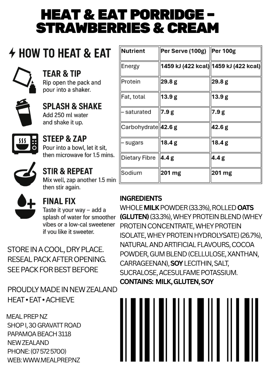Heat & Eat Porridge – Strawberries & Cream