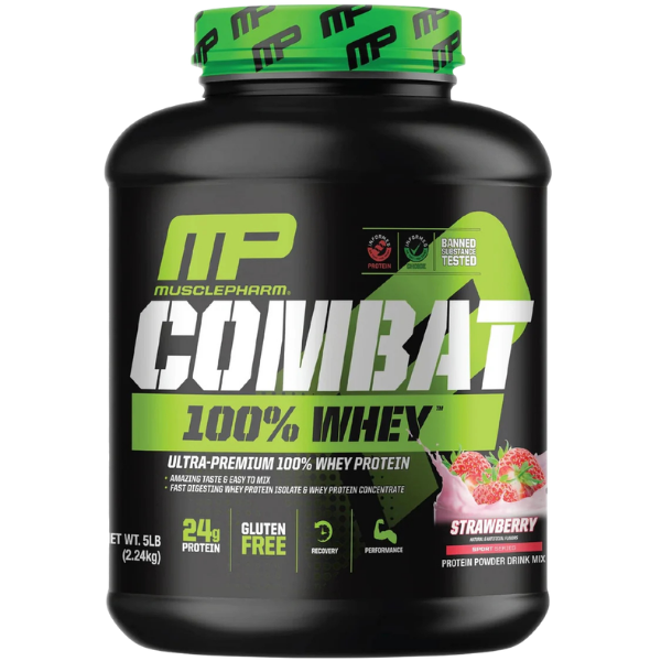 Musclepharm Combat Whey Protein Powder Vanilla Icecream 1.84kg – high protein ready-made meal, snap-frozen and delivered NZ wide by MealPrep.nz