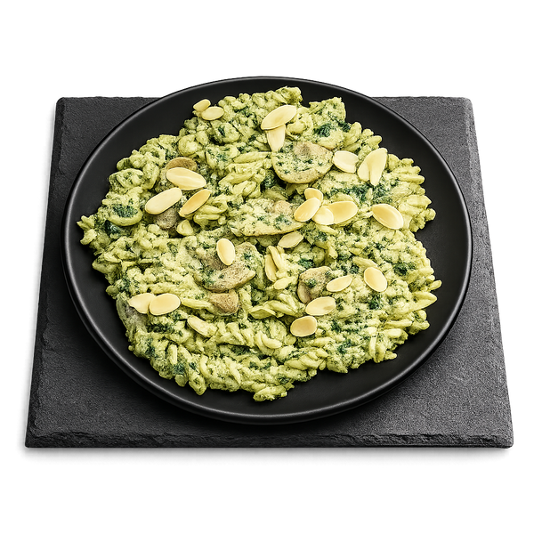 Creamy Pesto Pasta – high protein ready-made meal, snap-frozen and delivered NZ wide by MealPrep.nz