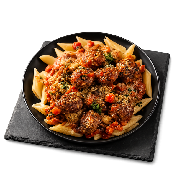 Meatball Penne - Gourmet – high protein ready-made meal, snap-frozen and delivered NZ wide by MealPrep.nz