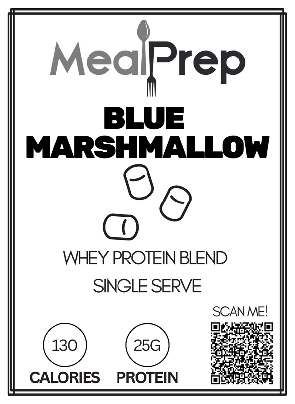 Basic Supplements Whey Protein Blue Marshmallow Single Serve – high protein ready-made meal, snap-frozen and delivered NZ wide by MealPrep.nz