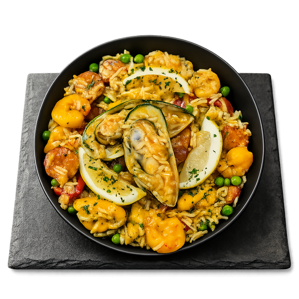 Seafood Paella - Gourmet – high protein ready-made meal, snap-frozen and delivered NZ wide by MealPrep.nz