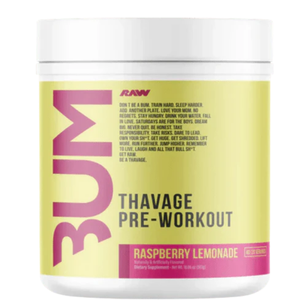 CBUM Thavage Pre-Workout Raspberry Lemonade 40 Serves – high protein ready-made meal, snap-frozen and delivered NZ wide by MealPrep.nz