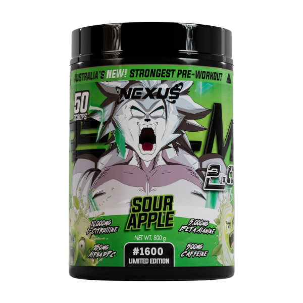 Nexus Per4m 2.0 Pre-workout Sour Apple 50 Serve – high protein ready-made meal, snap-frozen and delivered NZ wide by MealPrep.nz