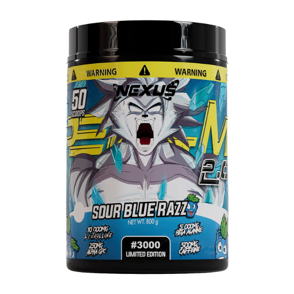 Nexus Per4m 2.0 Pre-workout Sour Blue Razz 50 Serve – high protein ready-made meal, snap-frozen and delivered NZ wide by MealPrep.nz