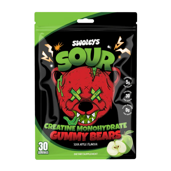 Swoleys Creatine Sour Gummy Bears Apple 30 Serves – high protein ready-made meal, snap-frozen and delivered NZ wide by MealPrep.nz