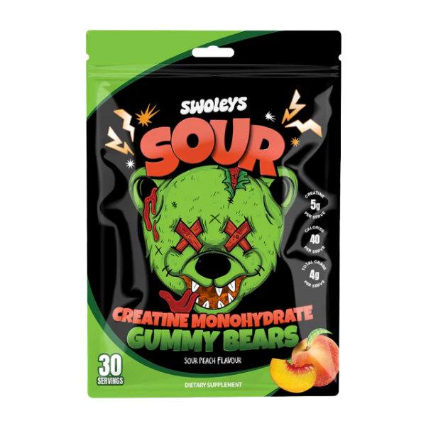 Swoleys Creatine Sour Gummy Bears Peach 30 Serves – high protein ready-made meal, snap-frozen and delivered NZ wide by MealPrep.nz