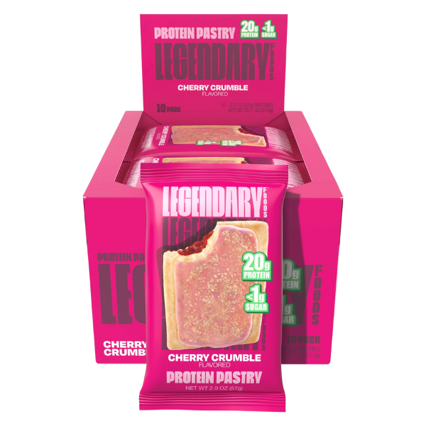 Legendary foods Protein Pastry Cherry Crumble – high protein ready-made meal, snap-frozen and delivered NZ wide by MealPrep.nz