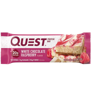 Quest White Choc Raspberry Protein Bar 60g – protein bar or snack, MealPrep.nz NZ