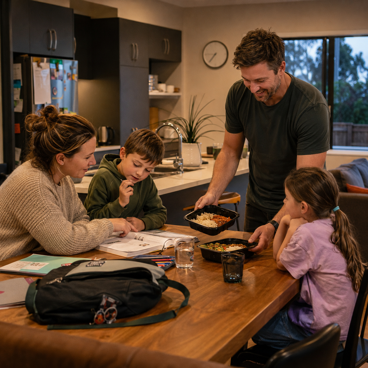 Parent enjoying more time with the children while dinner is handled